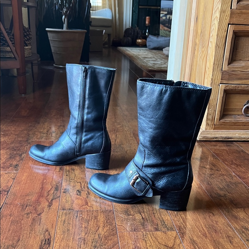 Nine West black leather boots